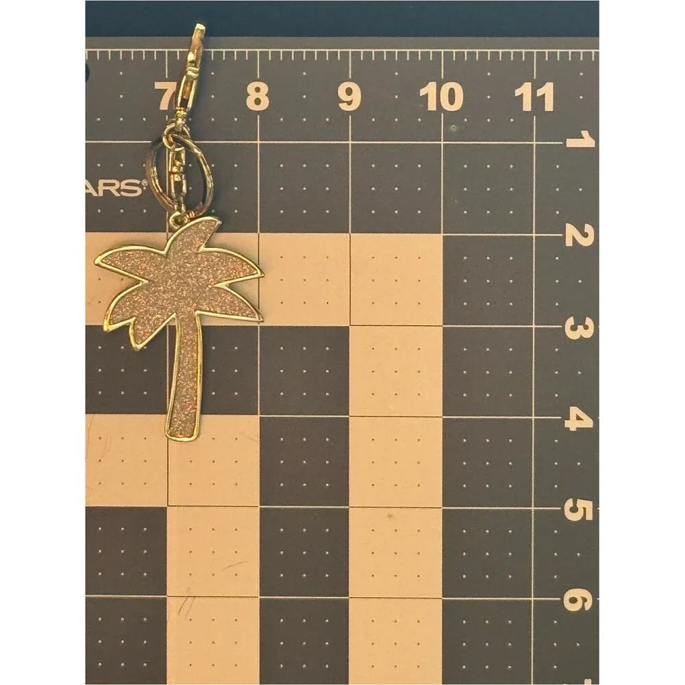 Express Gold Glitter Palm Tree Keychain Bag Charm NWOT Tropical Summer Gift